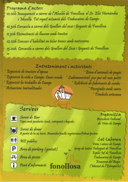 Programa de la Fira del Menestral de Camps