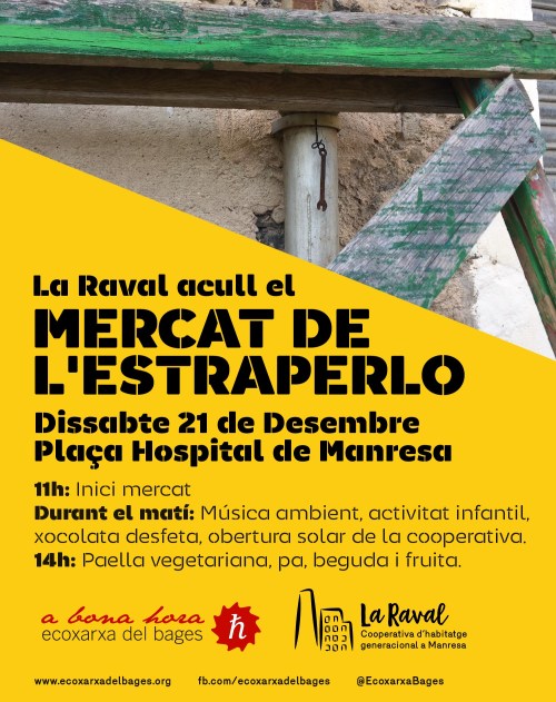 Cartell: Mercat de l'Estraperlo. Dissabte 21 de Desembre a la Plaça de l'Hospital de Manresa.